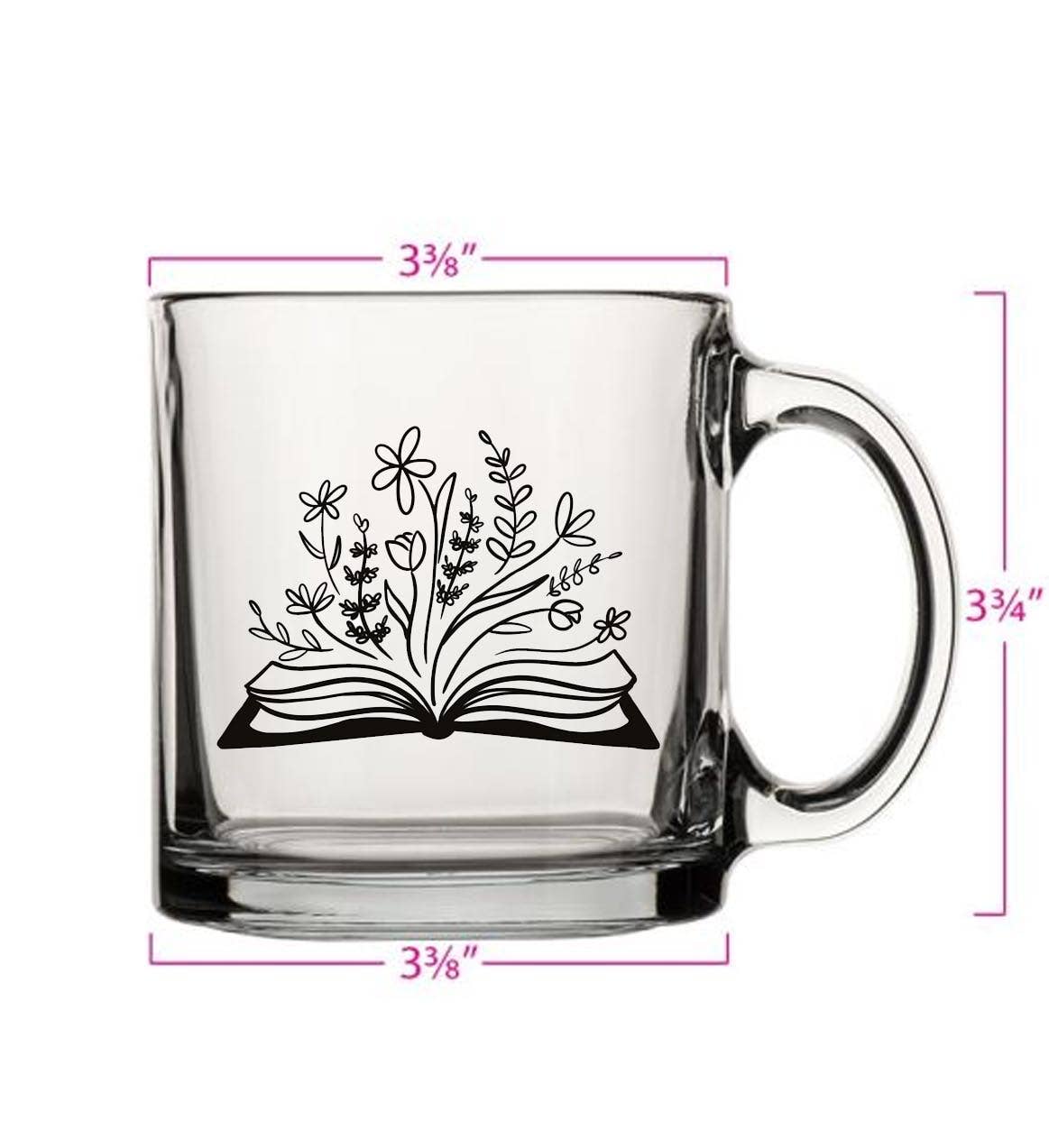 Botanical Library 13oz Glass Tea Coffee Mug