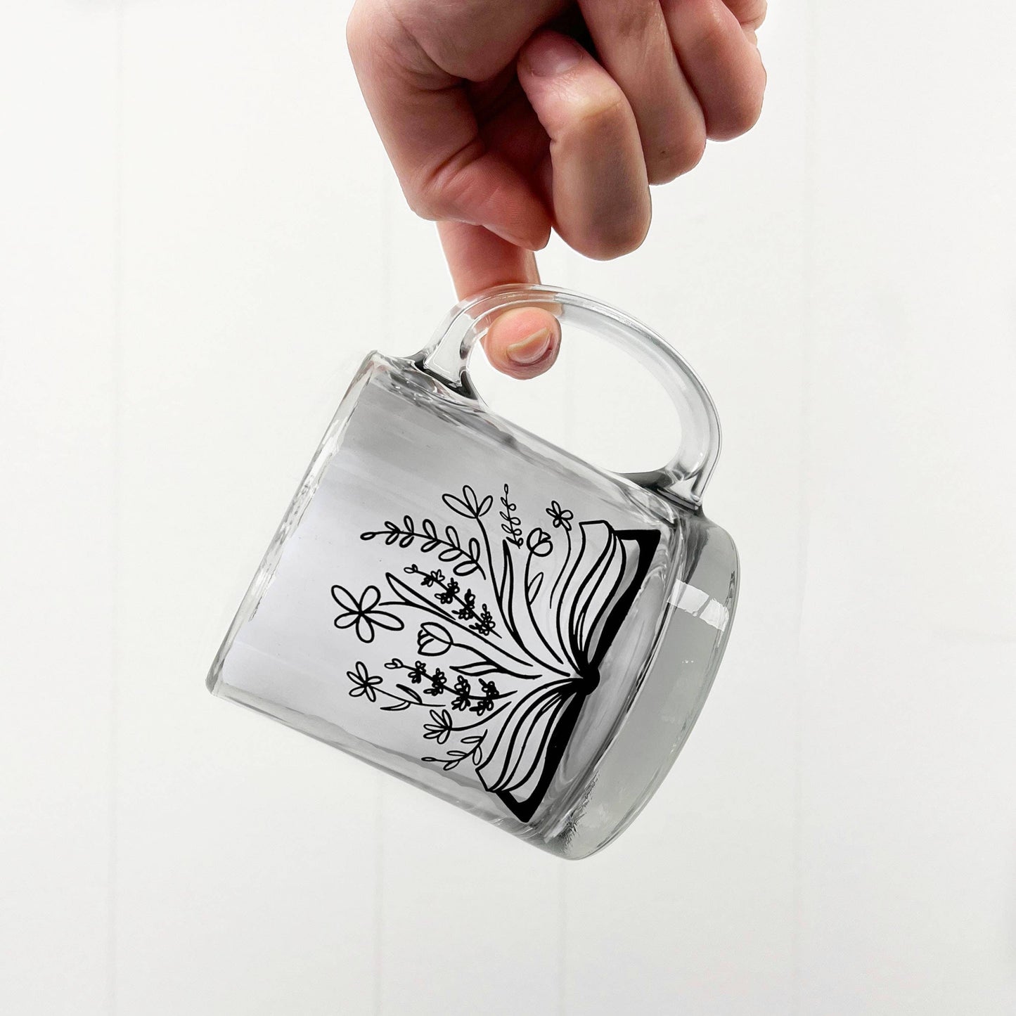 Botanical Library 13oz Glass Tea Coffee Mug