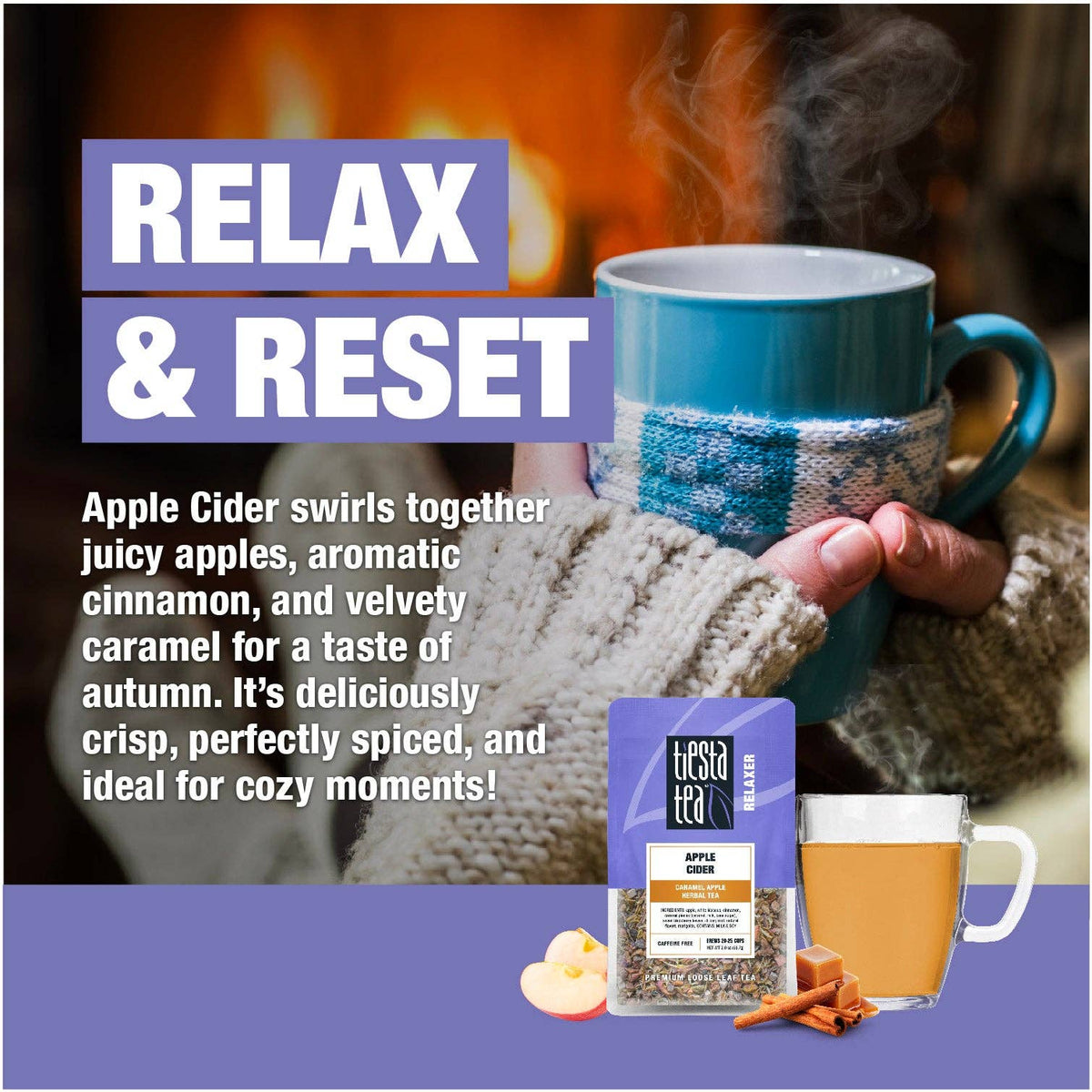 Apple Cider Tea | Caramel Apple Herbal Tea Loose Leaf: 2.0 oz Pouch