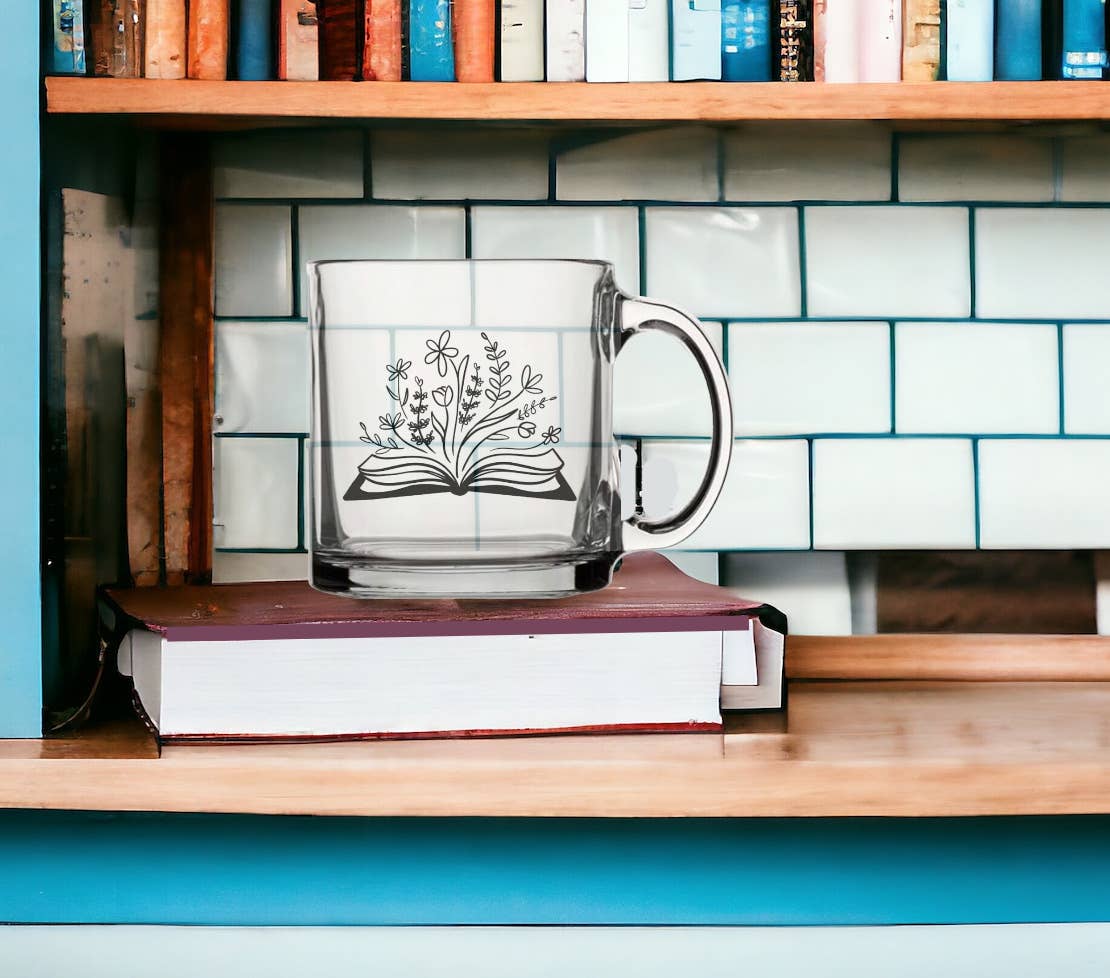 Botanical Library 13oz Glass Tea Coffee Mug