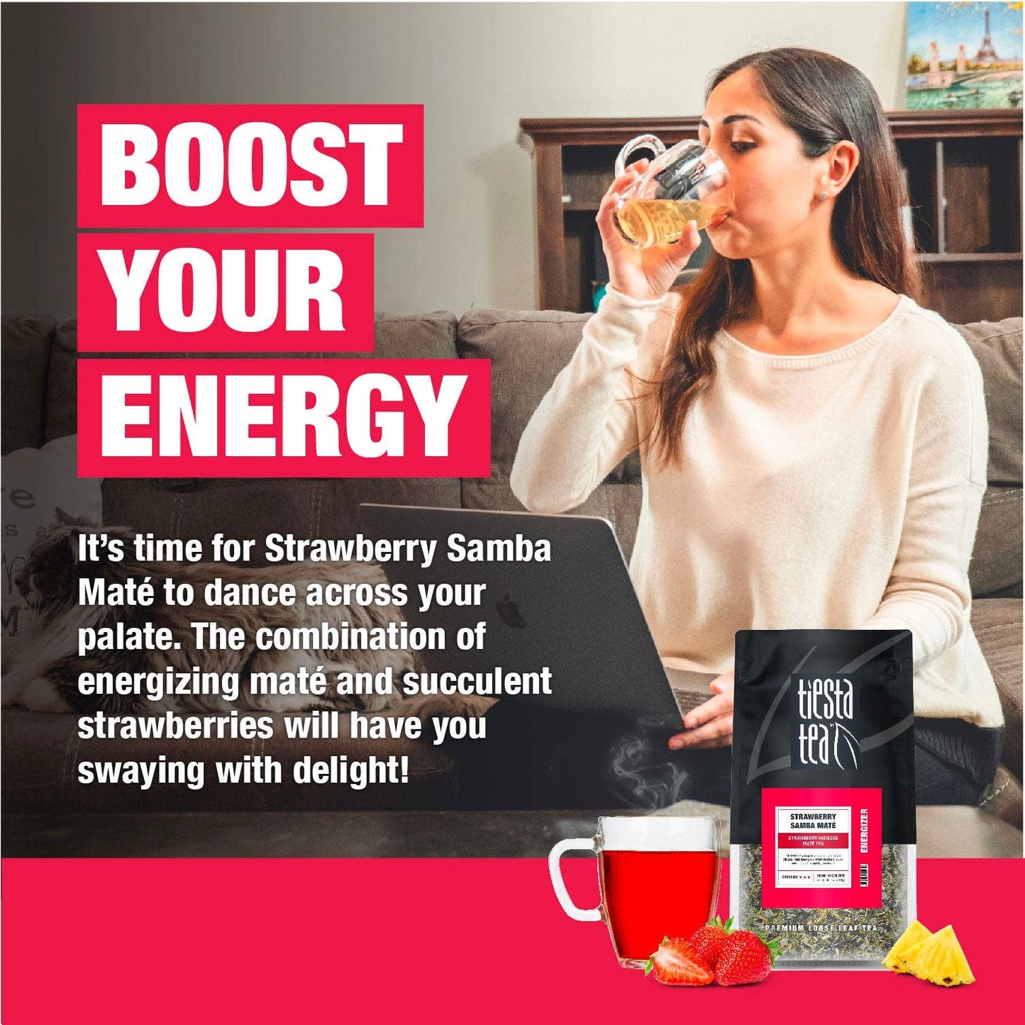 Strawberry Samba Maté - Strawberry Hibiscus Maté Tea