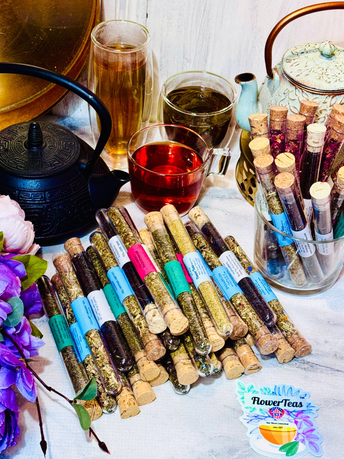 Loose Leaf Tea and Matcha in Test Tube: Açaí Matcha