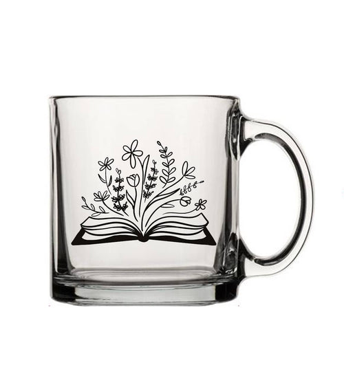 Botanical Library 13oz Glass Tea Coffee Mug