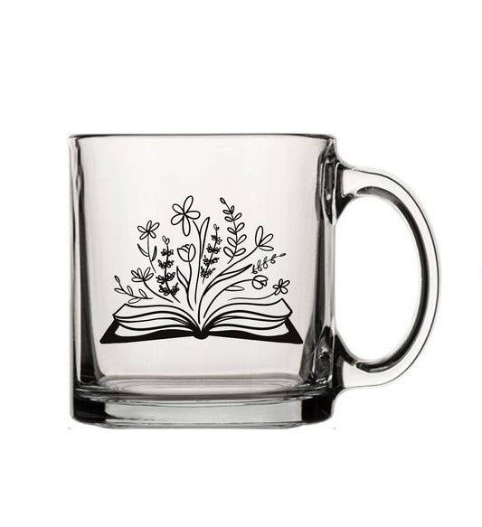 Botanical Library 13oz Glass Tea Coffee Mug