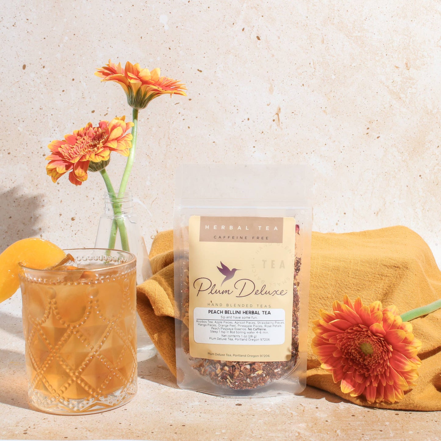 Peach Bellini Herbal Tea - Fruity Loose Leaf Tea: 1 oz