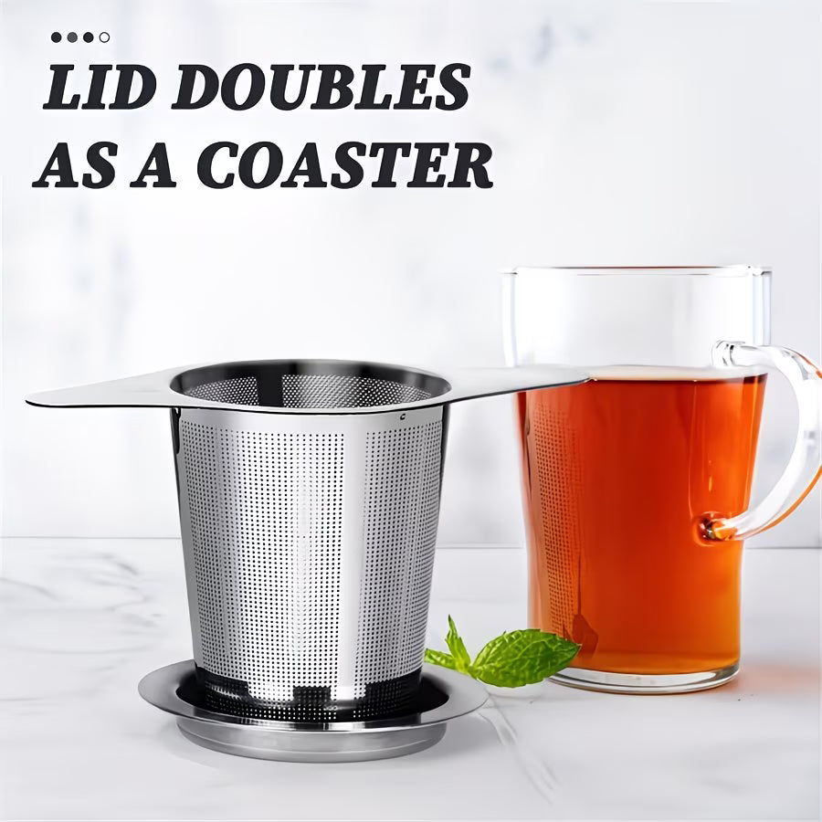 Tea Strainer and Base - Stainless Steel