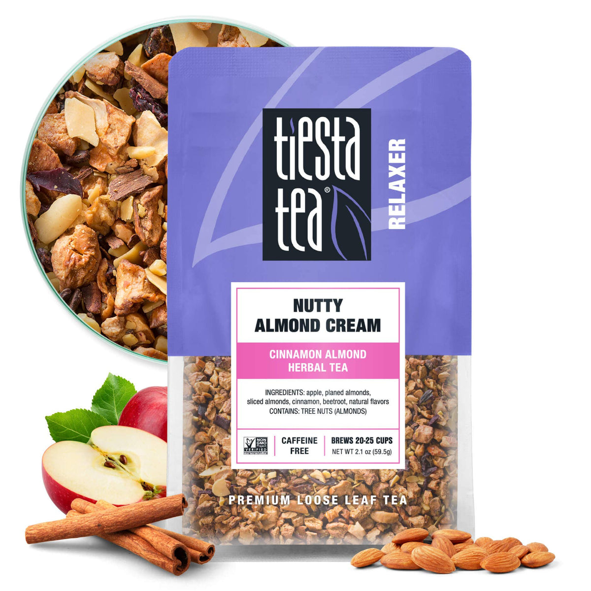 Nutty Almond Cream Tea | Almond Apple Herbal Blend: 2.1 oz Pouch